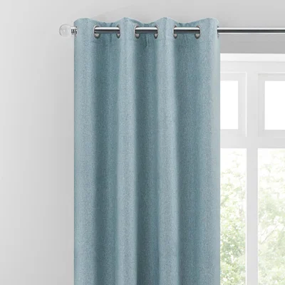 Dunelm Luna Brushed Soft Blue Blackout Eyelet Curtains Blue