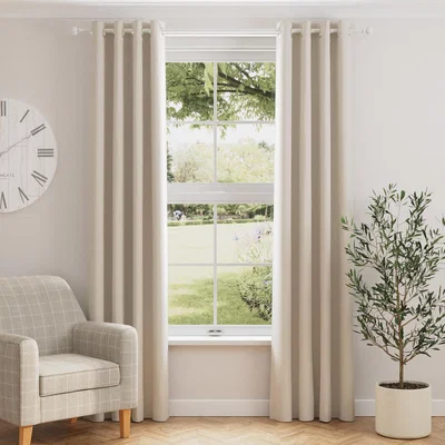 Dunelm Nyah Cotton Chalk Eyelet Curtains Off-White