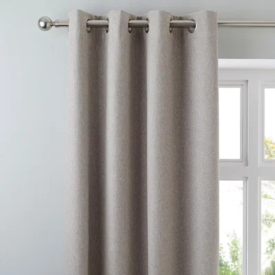 Dunelm Luna Brushed Taupe Blackout Eyelet Curtains Taupe