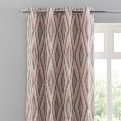 Dunelm Diamond Jacquard Blush Eyelet Curtains Blush, Grey and White
