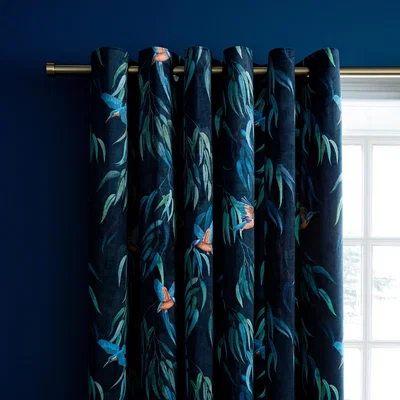 Dunelm Kingfisher Peacock Eyelet Curtains Peacock