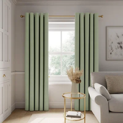 Dunelm Rotterdam Herringbone Sage Blackout Eyelet Curtains Sage