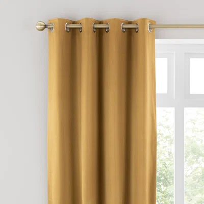 Dunelm Satin Old Gold Eyelet Curtains Old Gold