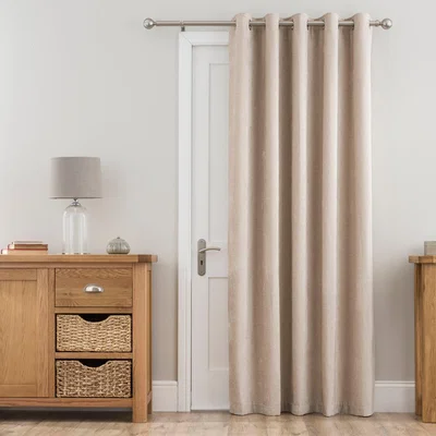 Dunelm Chenille Cream Thermal Eyelet Door Curtain Cream