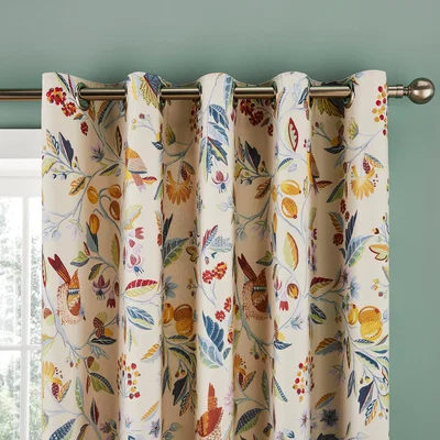 Dunelm Bird and Berries Eyelet Curtain Natural
