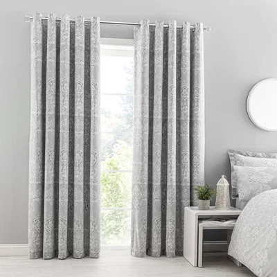 Dunelm Eleanor Grey Blackout Eyelet Curtains Grey