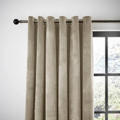 Dunelm Recycled Velour Natural Eyelet Curtains Natural