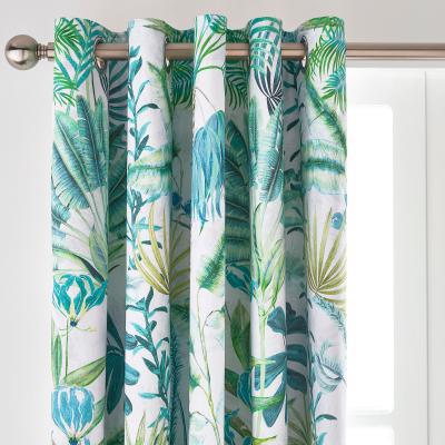 Dunelm Dorma Mustique Blackout Eyelet Curtains Green and White