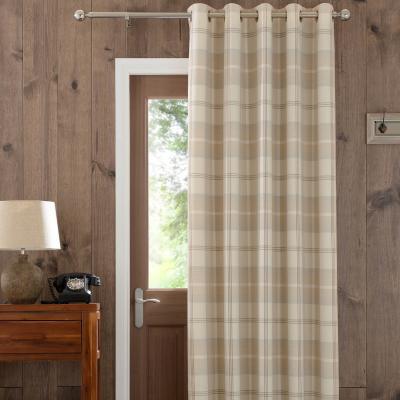 Dunelm Highland Check Natural Eyelet Door Curtain Brown