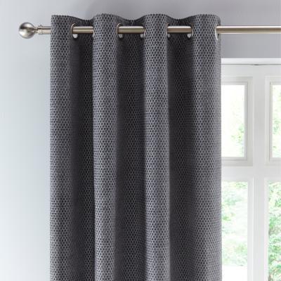 Dunelm Hava Chenille Grey Eyelet Curtains Grey
