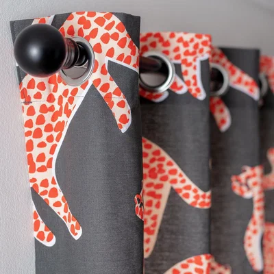 Habitat Habitat Cheetah Print Lined Eyelet Curtains - Black & Orange