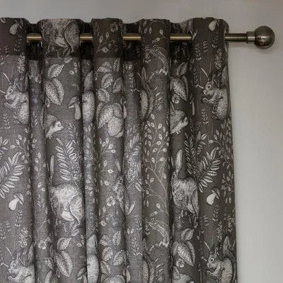 Habitat Habitat Forest Print Lined Eyelet Curtains - Grey