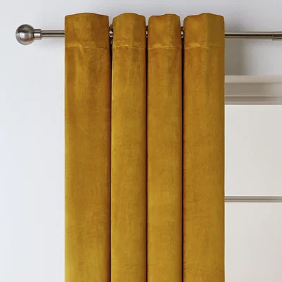 Habitat Habitat Matte Velvet Eyelet Curtain - Mustard