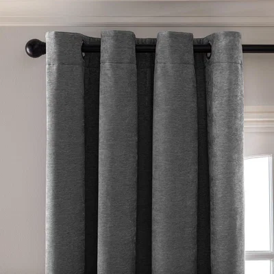 Habitat Habitat Plain Chenille Blackout Eyelet Curtain - Charcoal