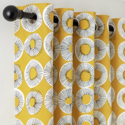 Habitat Habitat Floral Burst Print Lined Eyelet Curtains - Yellow