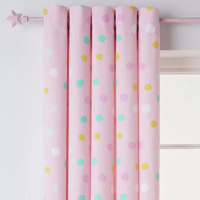 Habitat Habitat Kids Spot Lined Eyelet Curtains Pink - 168x137cm