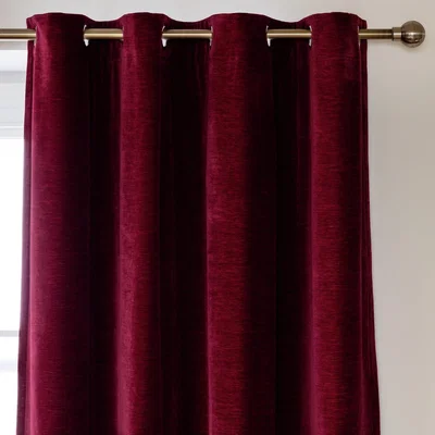 Habitat Habitat Plain Chenille Blackout Lined Thermal Curtain -Berry
