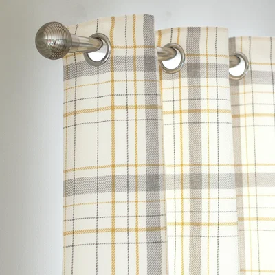 Habitat Habitat Classic Check Fully Lined Eyelet Curtain - Grey