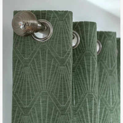 Habitat Habitat Jacquard Thermal Eyelet Curtain - Green - 168x183cm