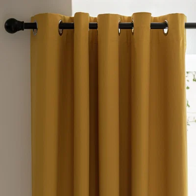 Habitat Habitat Plain Blackout Eyelet Curtains - Mustard - 168x229cm