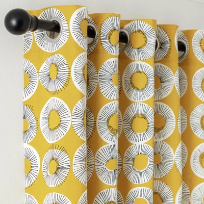 Habitat Habitat Evelyn Print Lined Eyelet Curtains - Yellow