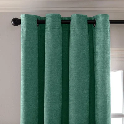 Habitat Habitat Plain Chenille Blackout Lined Eyelet Curtain - Green