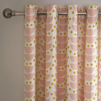 Habitat Habitat Half Moon Print Eyelet Curtain - Pink - 117x137cm