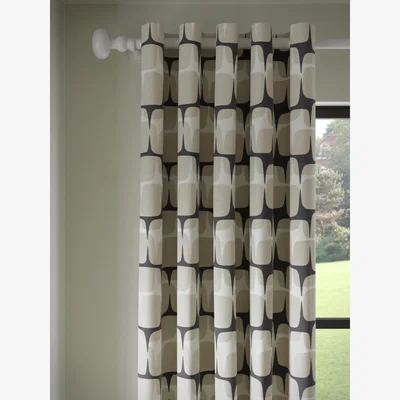 John Lewis Scion Going Lohko Pair Lined Eyelet Curtains, Putty & Charcoal