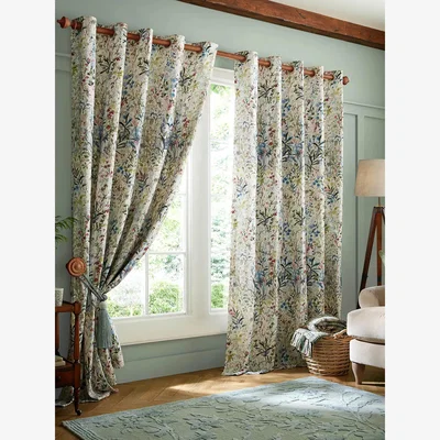 John Lewis Laura Ashley Pointonfields Pair Lined Eyelet Curtains, Multi