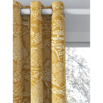 John Lewis John Lewis & Partners Willow Landscape Pair Lined Eyelet Curtains, Gold