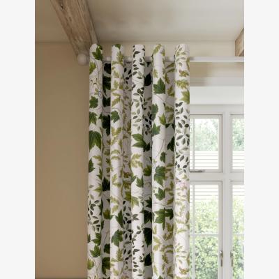 John Lewis Sanderson Sycamore & Oak Pair Lined Eyelet Curtains, Sky Blue/Kale