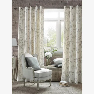 John Lewis Laura Ashley Summer Palace Pair Lined Eyelet Curtains, Dove Grey