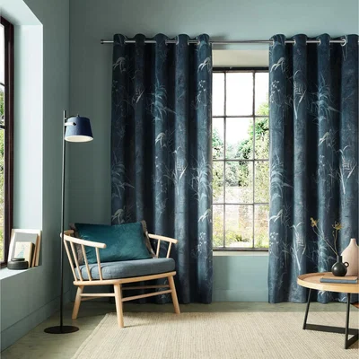 John Lewis Graham & Brown Restore Pair Lined Eyelet Curtains, Midnight