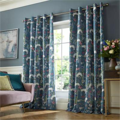John Lewis Voyage Hermione Pair Lined Eyelet Curtains, Indigo