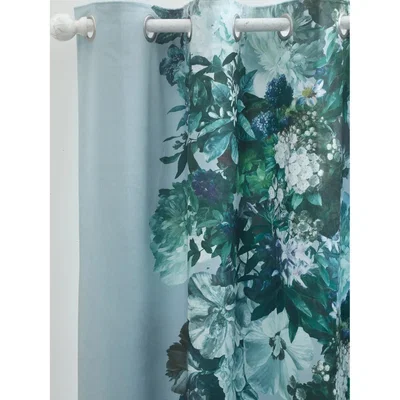 John Lewis MM Linen Florian Pair Lined Velvet Eyelet Curtains, Grey