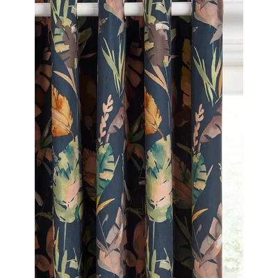 John Lewis John Lewis & Partners Aralia Pair Blackout Lined Eyelet Curtains, Teal
