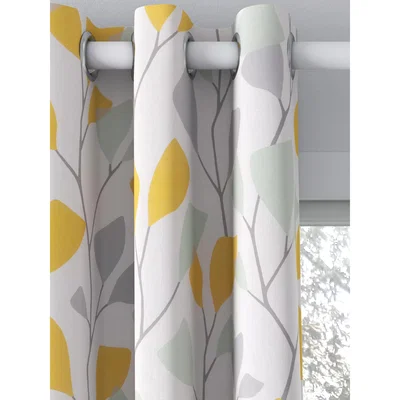 John Lewis John Lewis & Partners Ines Pair Lined Eyelet Curtains, Citrine