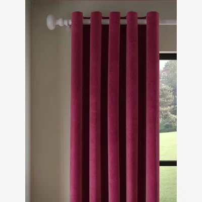 John Lewis John Lewis Velvet Pair Lined Eyelet Curtains, Damson