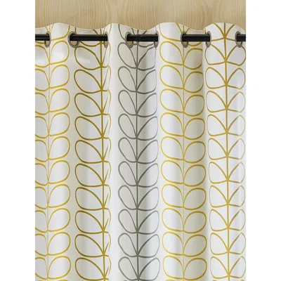 John Lewis Orla Kiely Trio Stem Pair Lined Eyelet Curtains, Ochre