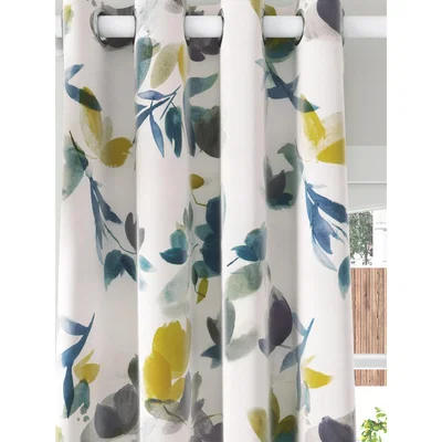 John Lewis John Lewis & Partners Lenton Rose Pair Blackout Lined Eyelet Curtains, Citrine