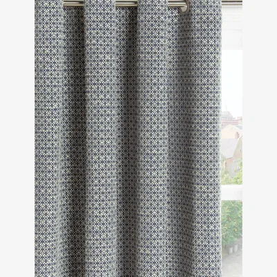 John Lewis John Lewis Rona Pair Lined Eyelet Curtains, Loch Blue