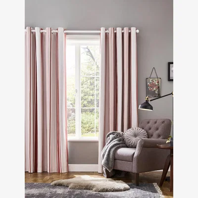 John Lewis Laura Ashley Awning Stripe Pair Lined Eyelet Curtains