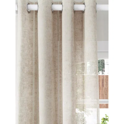 John Lewis John Lewis & Partners Ladder Eyelet Voile Panel, Natural