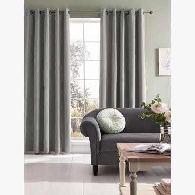 John Lewis Laura Ashley Abbott Pair Lined Eyelet Curtains, Steel