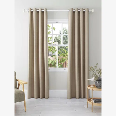 John Lewis John Lewis Textured Weave Recycled Polyester Pair Blackout Lined Eyelet Curtains