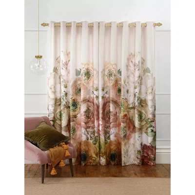 John Lewis MM Linen Arlette Velvet Pair Lined Eyelet Curtains, Multi