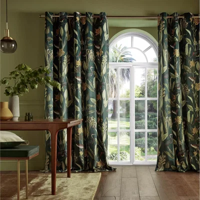 John Lewis Graham & Brown Glasshouse Pair Lined Eyelet Curtains, Green