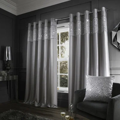 La Redoute Glitzy Eyelet Curtains - Grey
