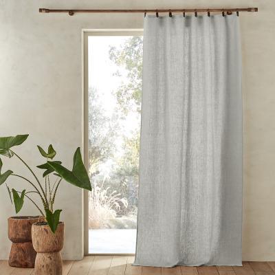 La Redoute Private Single Pre-Washed Linen Curtain with Leather Tabs