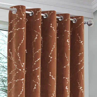 La Redoute Velour Foil Embossed Blackout Eyelet Curtains